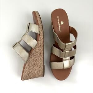 Tommy Bahama | NWOT Stephanie Gold Metallic Wedge Braided Espadrille Sandal 8.5